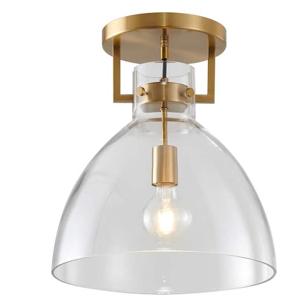 Unbranded Harlow 14 in. 1-Light Gold Semi Flush Mount
