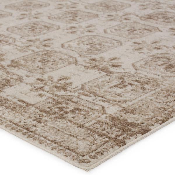Machine Washable Milea Tan/Cream 7 ft. 10 in. x 10 ft. Trellis  Area Rug