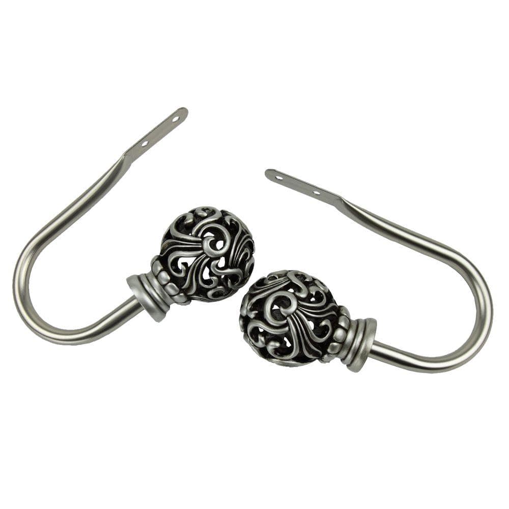 Adora Satin Nickel Metal Hook Curtain Holdback Pair