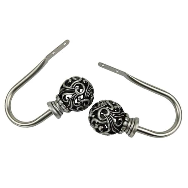 Rod Desyne Adora Satin Nickel Steel Hook Curtain Holdback (Set of 2)