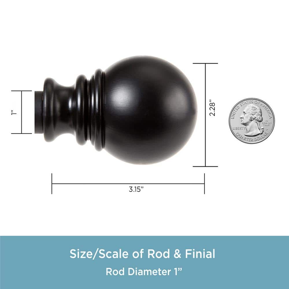 Layla Matte Black Adjustable Curtain Rod with Ball Finials