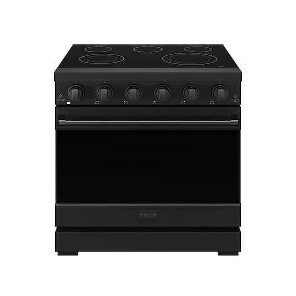 36 in. 5 Burners Professional Electric Range In Black with Convection Fan