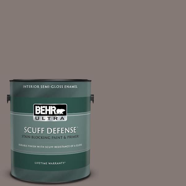 BEHR ULTRA 1 gal. #N140-5 Complex Gray Extra Durable Semi-Gloss Enamel Interior Paint & Primer