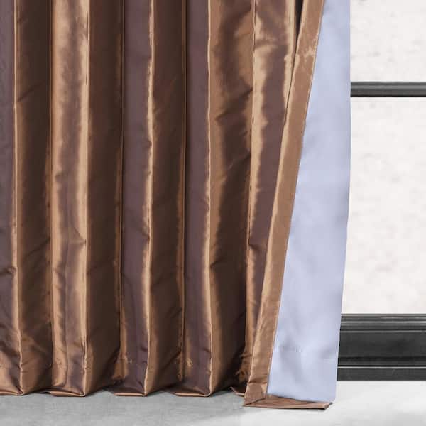 Exclusive Fabrics Furnishings Copper Brown Faux Silk Rod Pocket Blackout Curtain 50 In W X 84 L Ptch Bo209 Exclusive Fabrics Furnishings Copper, Copper Brown Faux Silk Taffeta Curtain Panel White 3