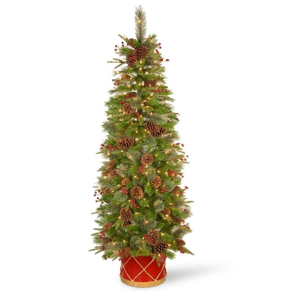 6 ft. Artificial Colonial Slim Half Tree with Clear Lights