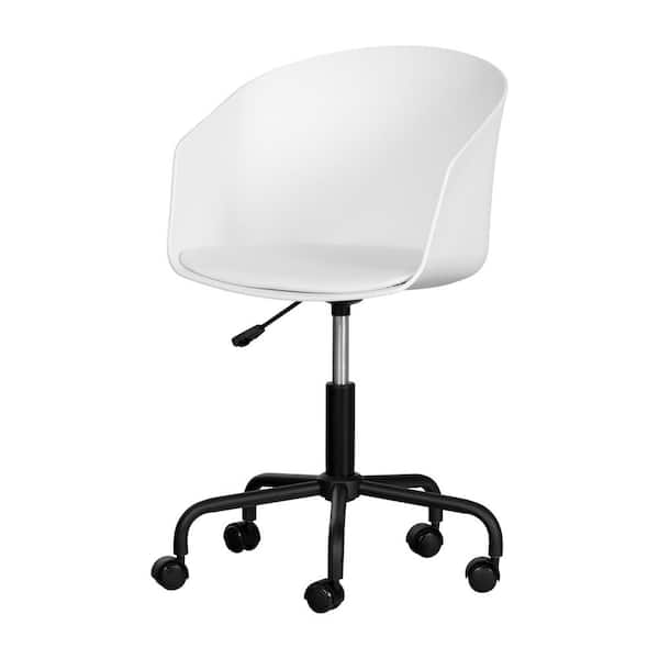 South Shore Flam Plastic Swivel Chair in White and Black Armless
