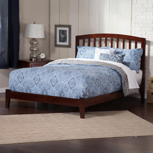 Richmond Walnut Solid Wood King Traditional Panel Bed with Open Footboard and Attachable Turbo Device Charger