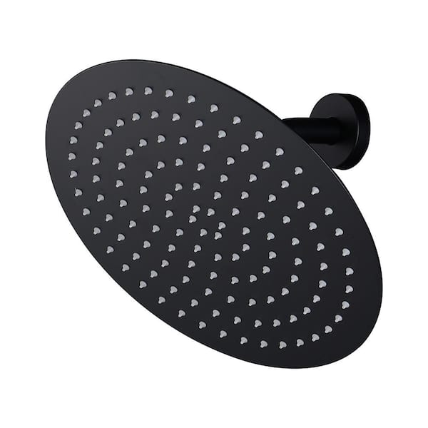 1-Spray Patterns with 1.8 GPM 12 in. Wall Mount Rain Fixed Shower Head in Matte Black