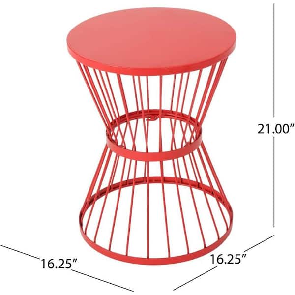 Red iron side table discount