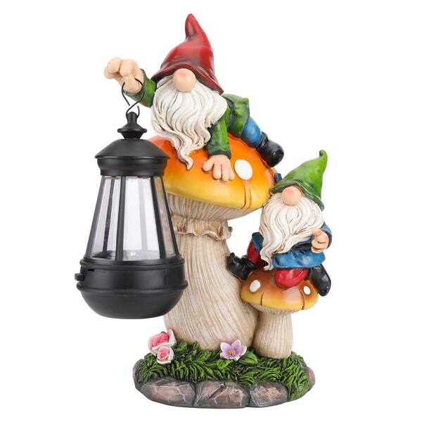 Redwix Garden Gnome With Solar Lantern – Middle Finger Design – 11.8x7.9 Inches