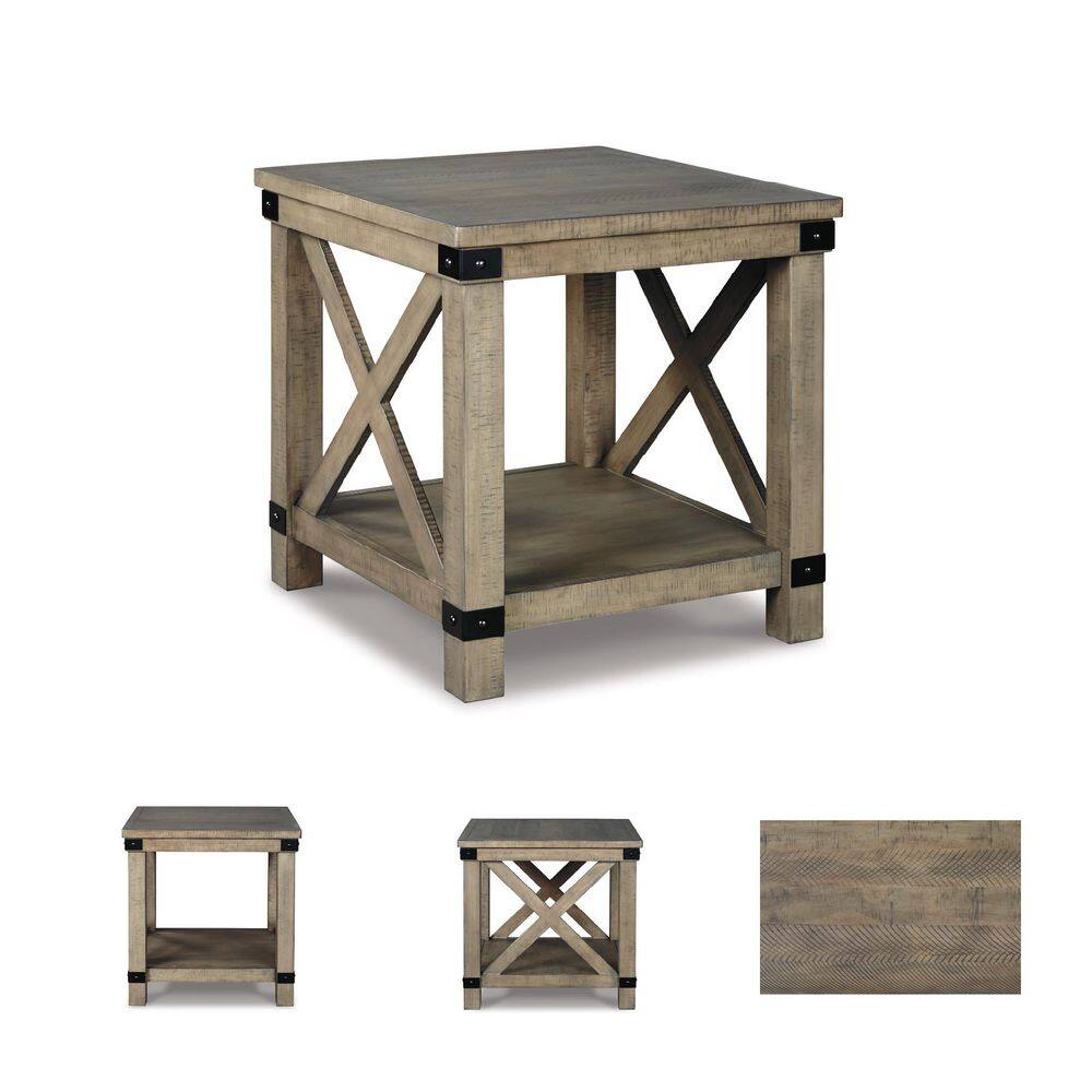 Aldwin 26 in. Gray Rectangle Wood End Table with Lower Shelf - thumbnail 7