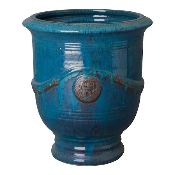 Emissary 25.5 in. Round Turquoise Ceramic Anduze Planter