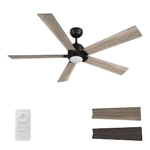 Kalmar 60 in. Color Changing Integrated LED Indoor Matte Black 10-Speed DC Ceiling Fan with Light Kit/Remote Control