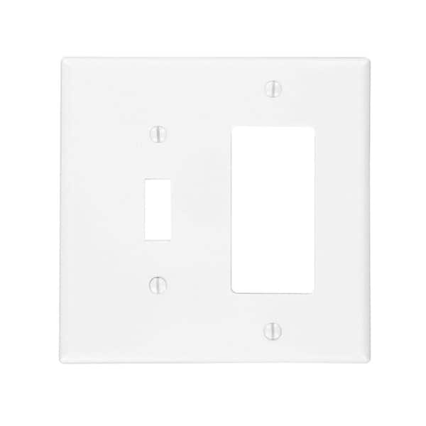 Leviton White 2-Gang 1-Toggle/1-Decorator/Rocker Wall Plate (1-Pack)