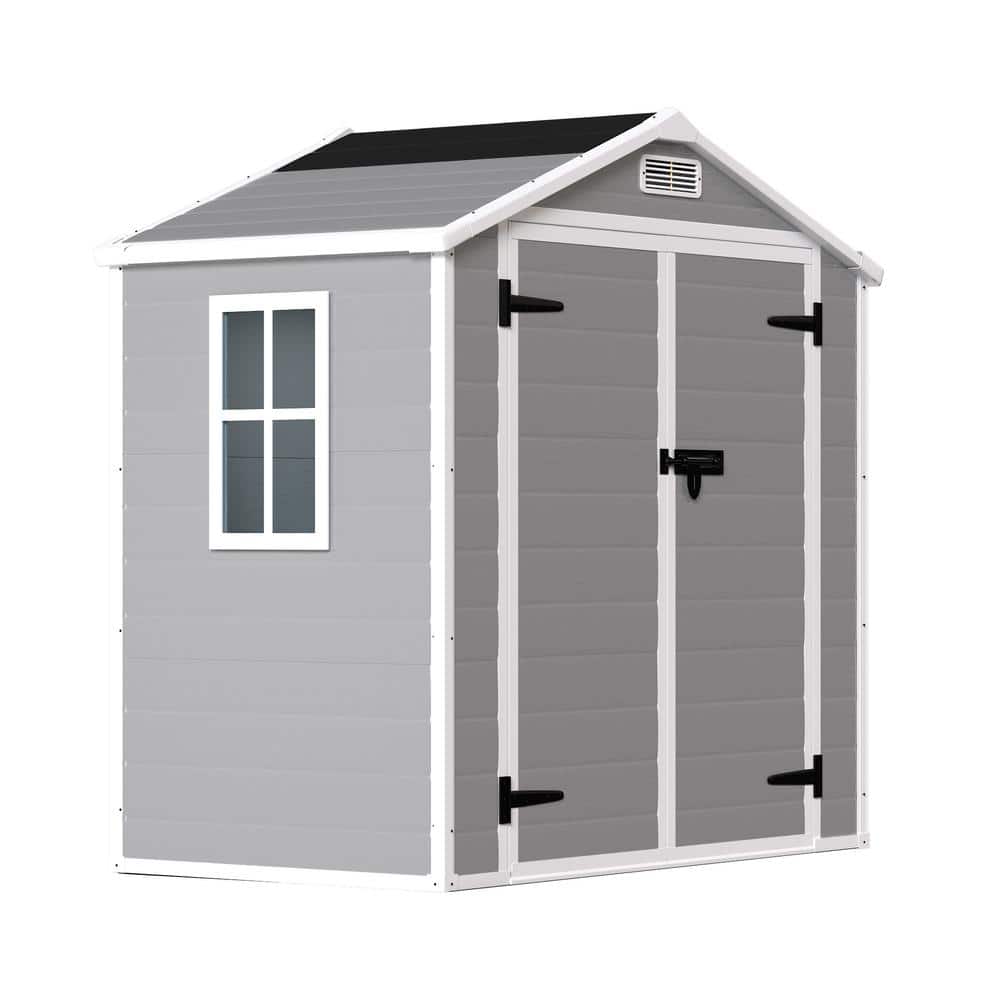 Gray 6 ft. W x 4.4 ft. D Weather Resistant Resin Outdoor Tool Storage Shed 