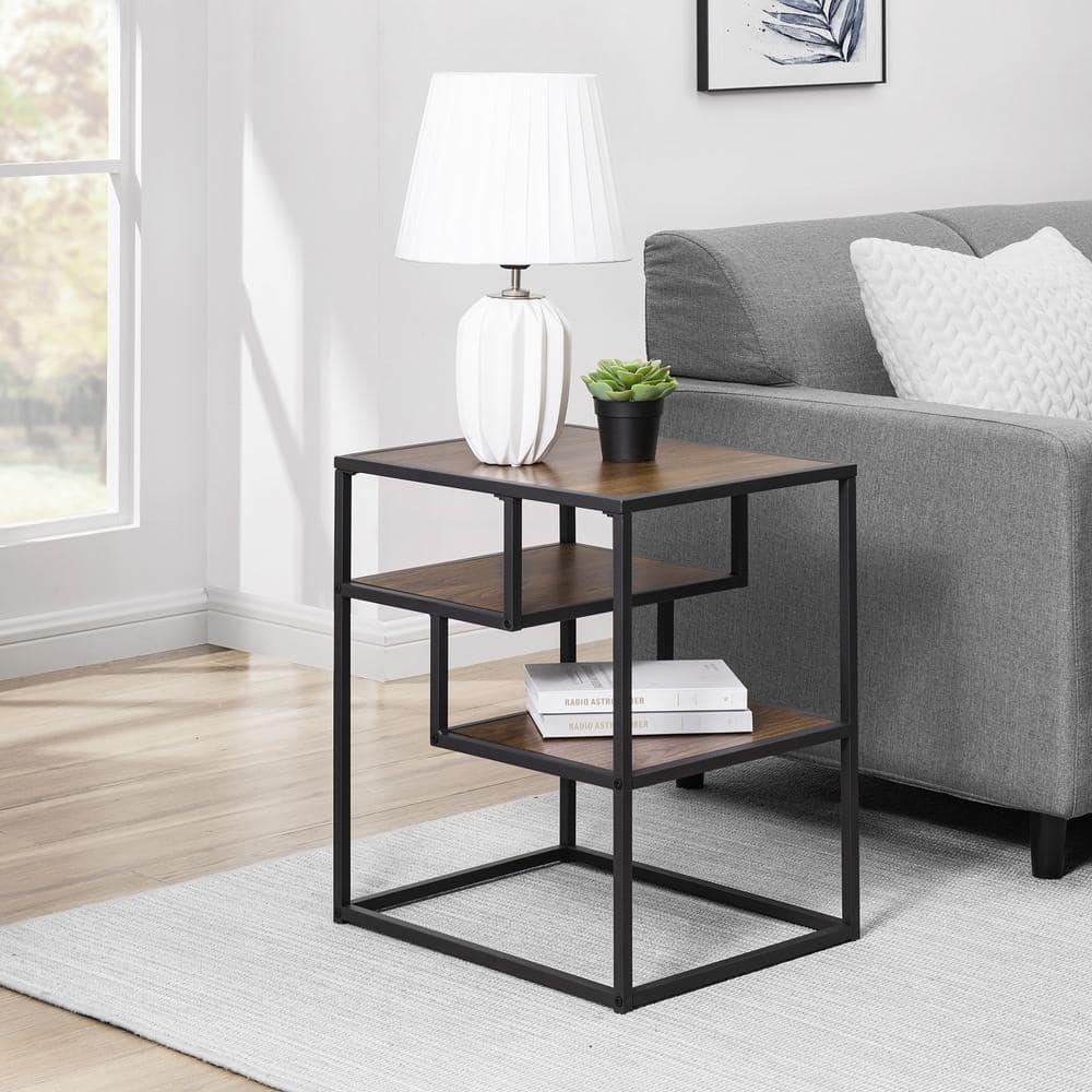 Walker Edison Furniture Company 16 in. Dark Walnut/Black