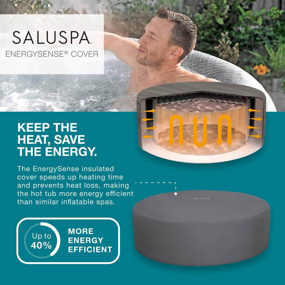 Bestway SaluSpa Gray Round Inflatable Hot Tub with EnergySense Cover