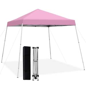 10 ft. x 10 ft. Pink Patio Outdoor Instant Pop-up Canopy Slanted Leg UPF50 Plus Sun Shelter