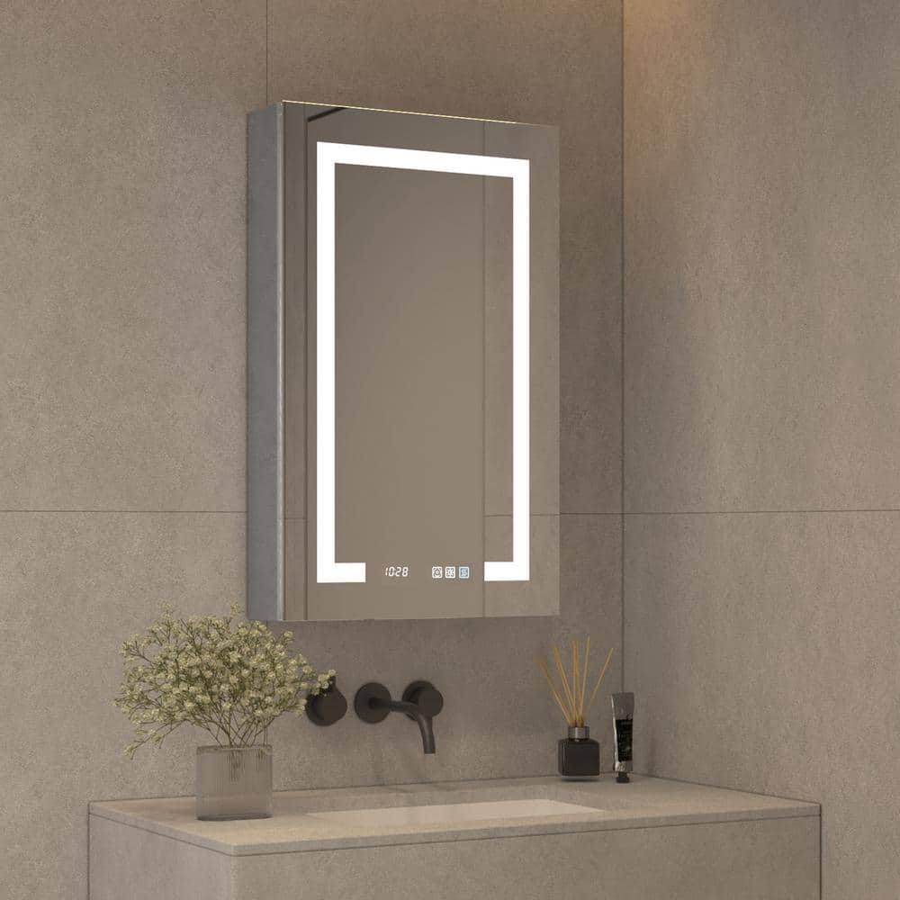 MEG 20 in. W x 32 in. H Rectangular Silver Aluminum Recessed/Surface Mount 