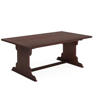 Roesler Brown Wooden 63 in. Pedestal Rectangle Dining Table Rustic Rectangular Wood Kitchen Table for 6-8 People