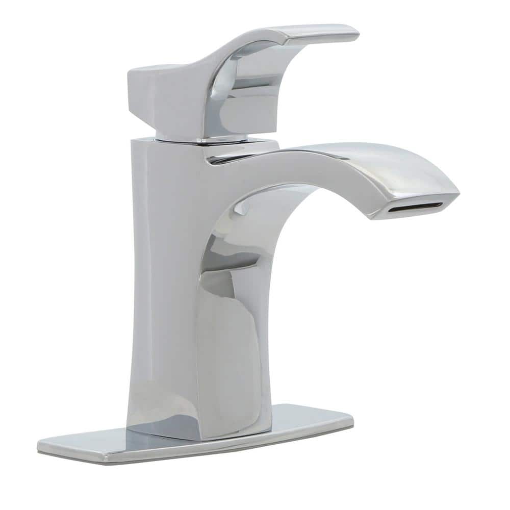 Polished Chrome Single Handle High Arc Bathroom Faucet
