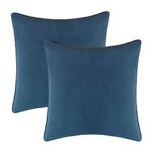 A1HC Teal Velvet Decorative Pillow Cover (Pack of 2) 20 in. x 20 in. Hidden YKK Zipper, Throw Pillow Covers Only