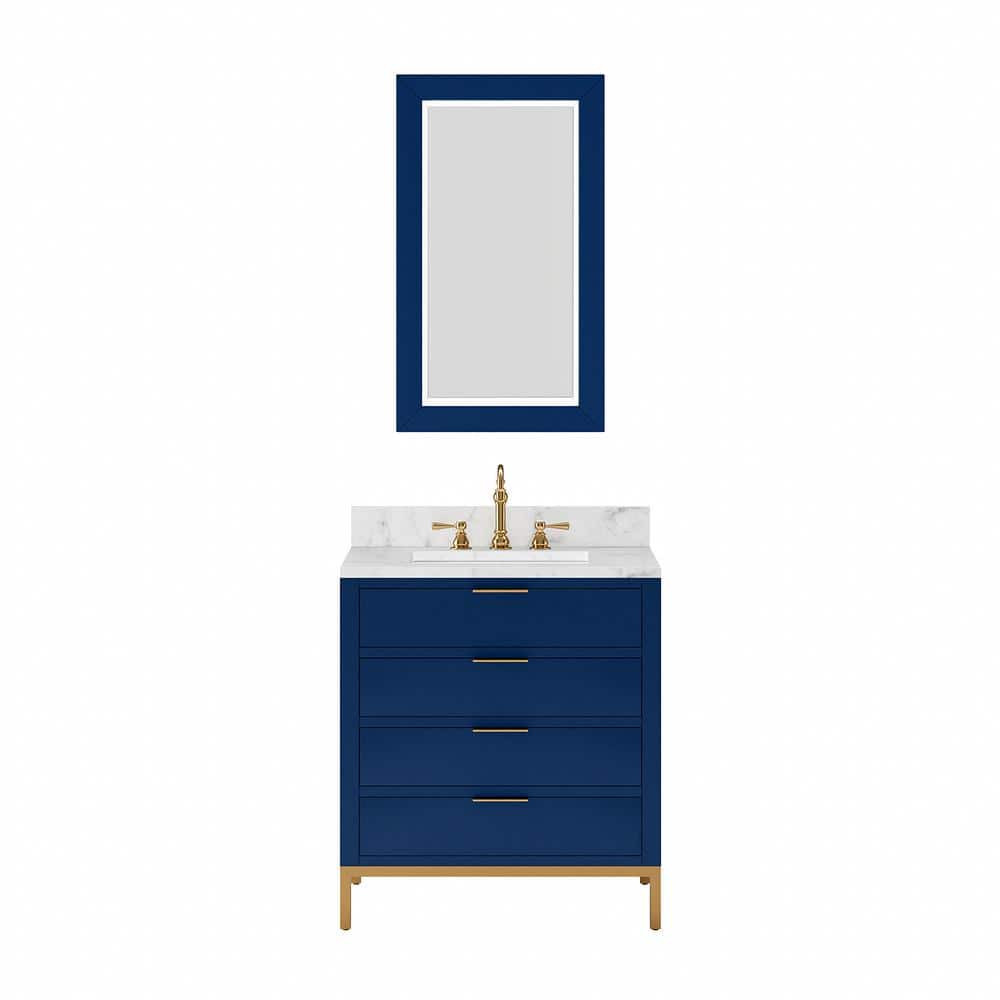 Bristol 30" Monarch Blue Single Sink Vanity with Carrara Marble Top