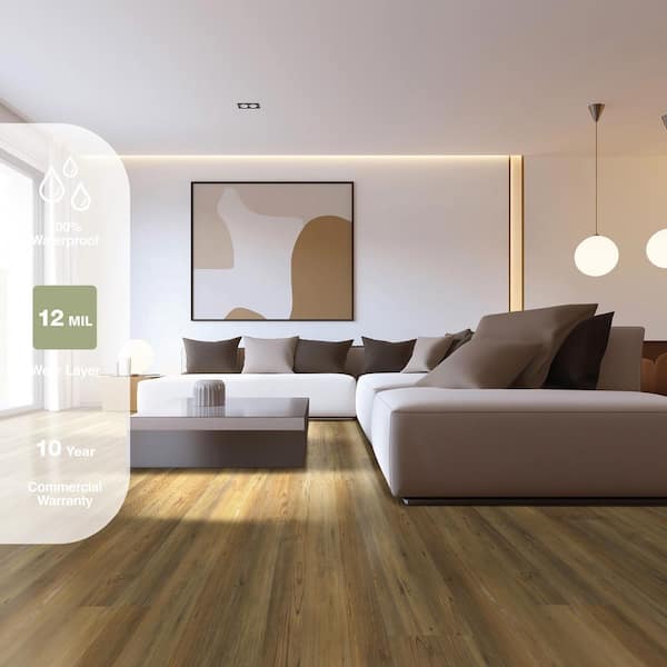 Saddle Ridge 12 MIL x 7 in. W x 48 in. L Waterproof Click Lock Luxury Vinyl Plank Flooring (23.77 sq. ft./Case)