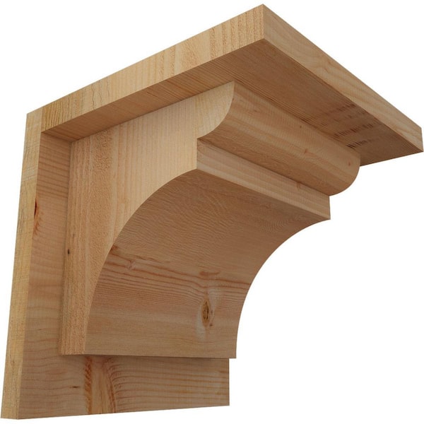 8 in. x 8 in. x 8 in. Douglas Fir Yorktown Rough Sawn Corbel with Backplate