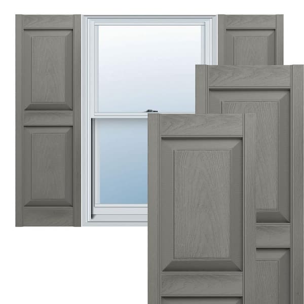 Ekena Millwork 12 in. x 39 in. Lifetime Vinyl Standard 2 Equal Raised Panel Shutters Pair Clay