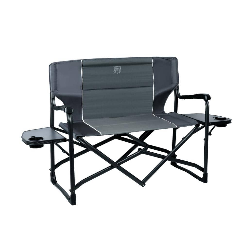 Timber Ridge Cedar Love Seat Gray Steel 2-Person Folding Directors Chair -  DC-0019