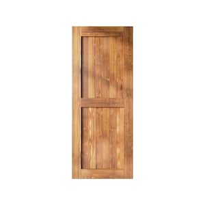 36 in. x 96 in. H-Frame Early American Solid Natural Pine Wood Panel Interior Sliding Barn Door Slab with Frame