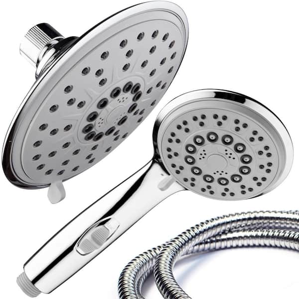 HydroLuxe 30-spray 6 in. Dual Shower Head and Handheld Shower Head with Body spray in Chrome