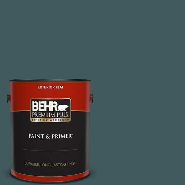 BEHR PREMIUM PLUS 1 gal. #510F-7 Teal Forest Flat Exterior Paint & Primer
