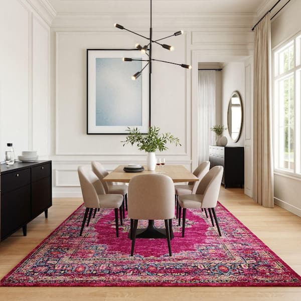Passion Fuchsia 8 ft. x 10 ft. Persian Vintage Area Rug