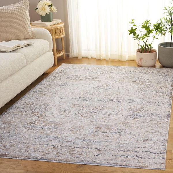 Finley 8 ft. x 10 ft. Beige/Gray Distressed Ornate Area Rug