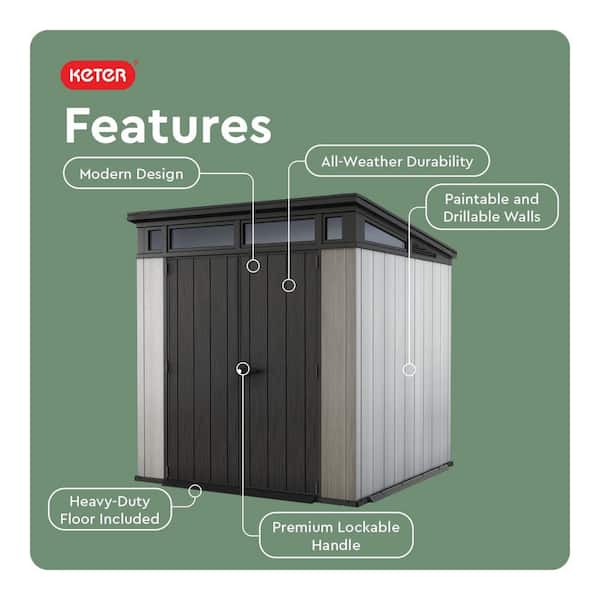 Keter Artisan 7 ft. W x 7 ft. D Modern Resin Plastic Shed with