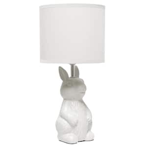 16.33 in. Whimsical Perched Bunny Rabbit Table Lamp for Home Decor, Kids Room, White