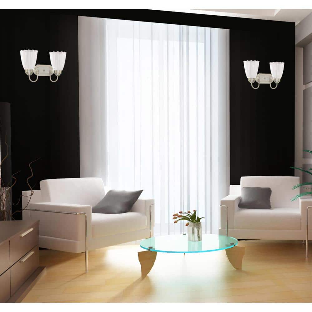 Elegant Brushed Nickel 2-Light Wall Sconce, Metallic Finish
