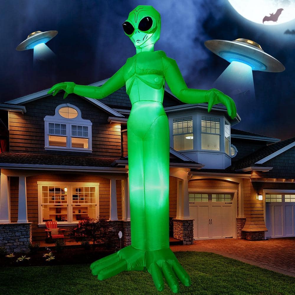 SYNCFUN 9 Ft. Green Halloween Inflatable Giant Alien Made Of Polyester ...