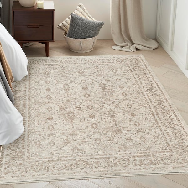 Outlines Ivory Grey 5 ft. x 7 ft. All-over design Traditional Area Rug
