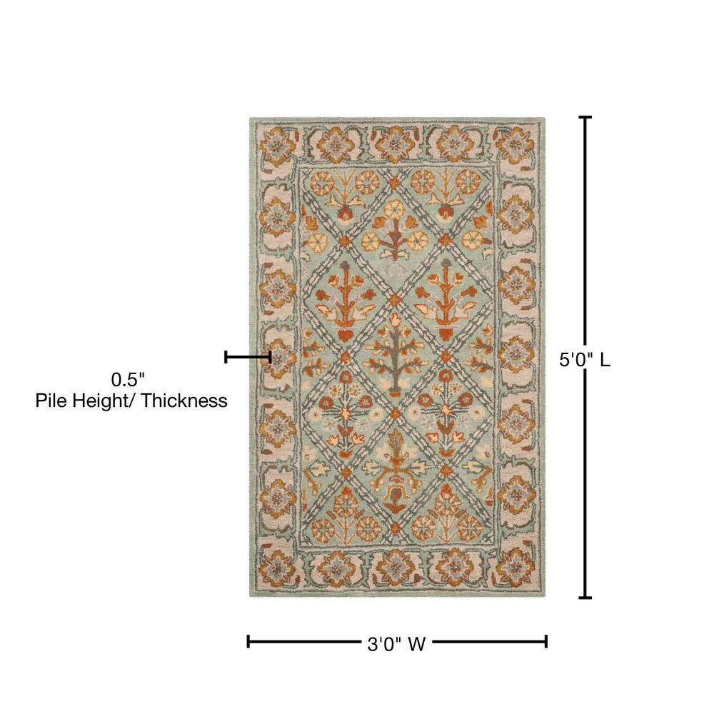 Heritage Blue and Cream Hand-Tufted Wool Area Rug