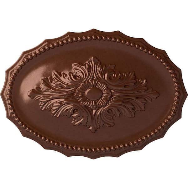 Ekena Millwork 16-7/8 in. W x 11-3/4 in. H x 1-1/2 in. Oxford Urethane Ceiling Medallion, Copper Penny
