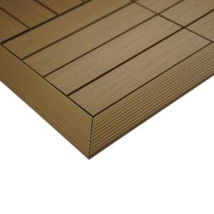 1/6 ft. x 1 ft. Quick Deck Composite Deck Tile Outside Corner Fascia in Japanese Cedar (2-Pieces/Box)