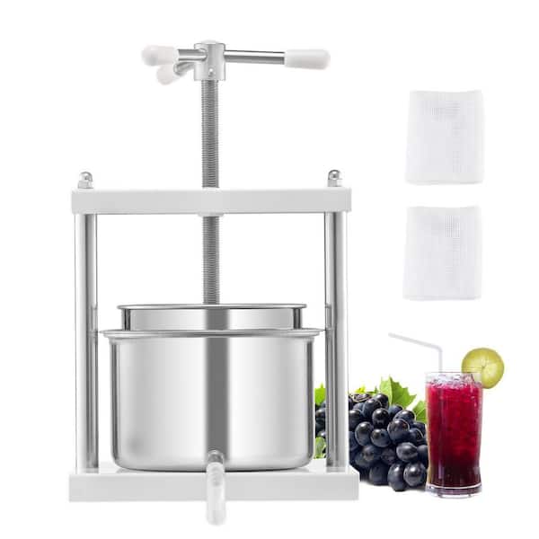 1.45 Gal. Fruit Wine Press, 2 Stainless Steel Barrels, Cider Apple Grape Tincture Honey Olive Oil Making Press for Home