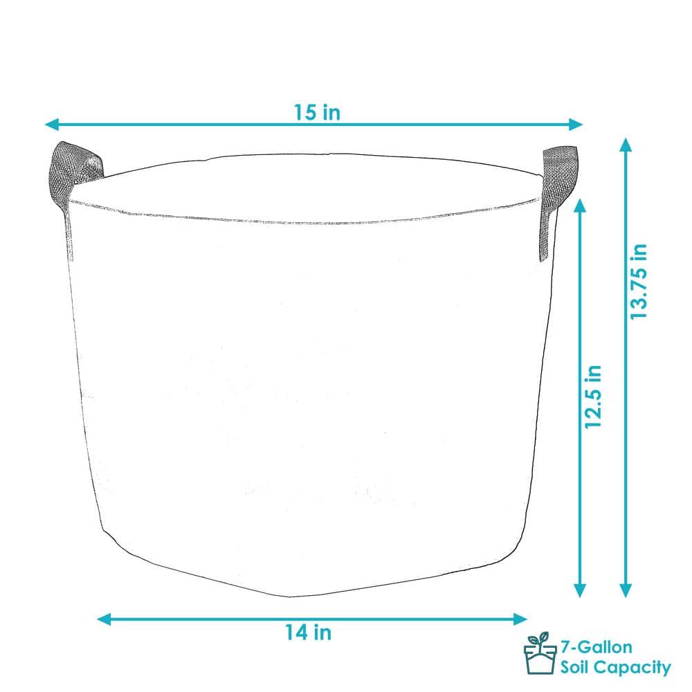 Black Polypropylene Fabric 7-Gallon Garden Grow Bag with Handles