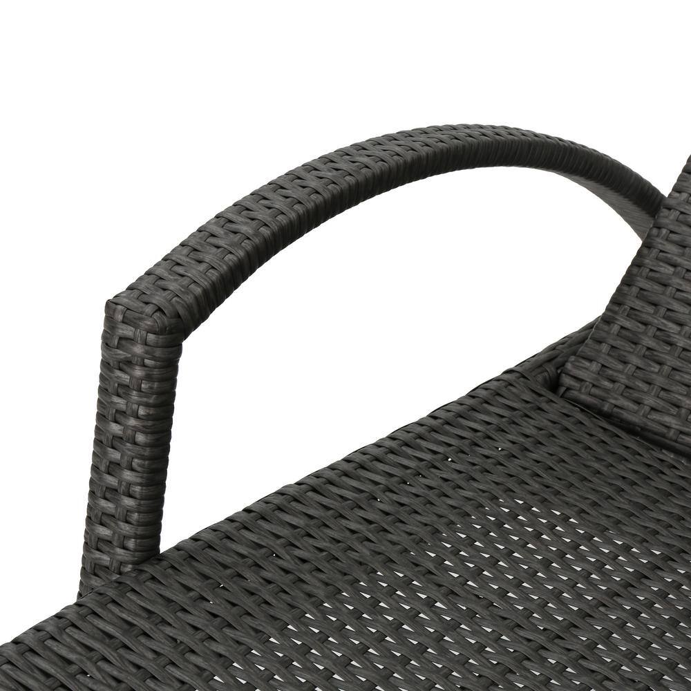 Gray Wicker Outdoor Adjustable Arm Chaise Lounges, Set of 2