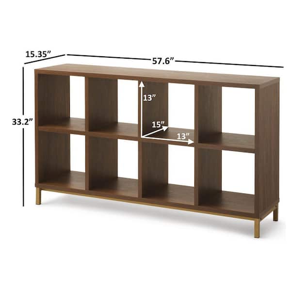 33.2 in. H x 57.6 in. W x 15.4 in. D Vintage Walnut 8- Cube