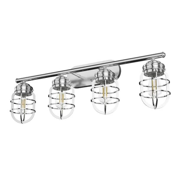 Starklake 4 Light Brushed Nickel Wall Sconce Bathroom Light