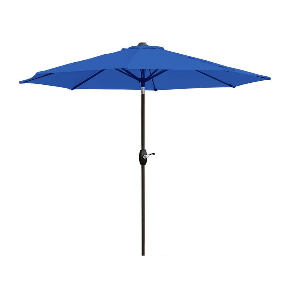Royal Blue 9 Ft Steel Patio Umbrella with Resin Base